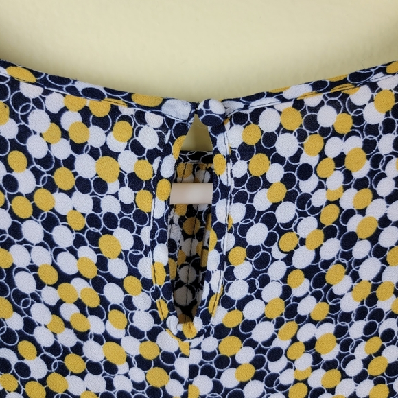 BODEN Aurelia Circles Yellow Navy Blue 1/2 Sleeve Viscose Tunic Dress size 6L - Picture 10 of 12